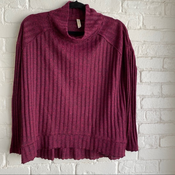 Free People Tops - Free People Maroon Long Sleeve Turtleneck Top S